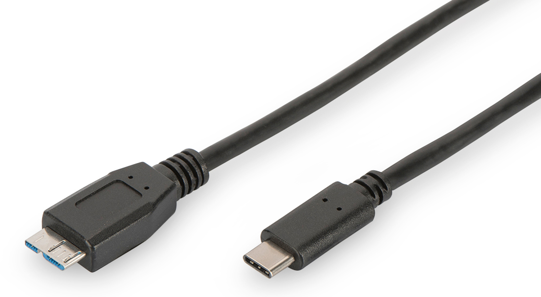 USB 3.0 Anschlusskabel, Type-C St. - micro B St., 1m, 3A, 5GB, sw